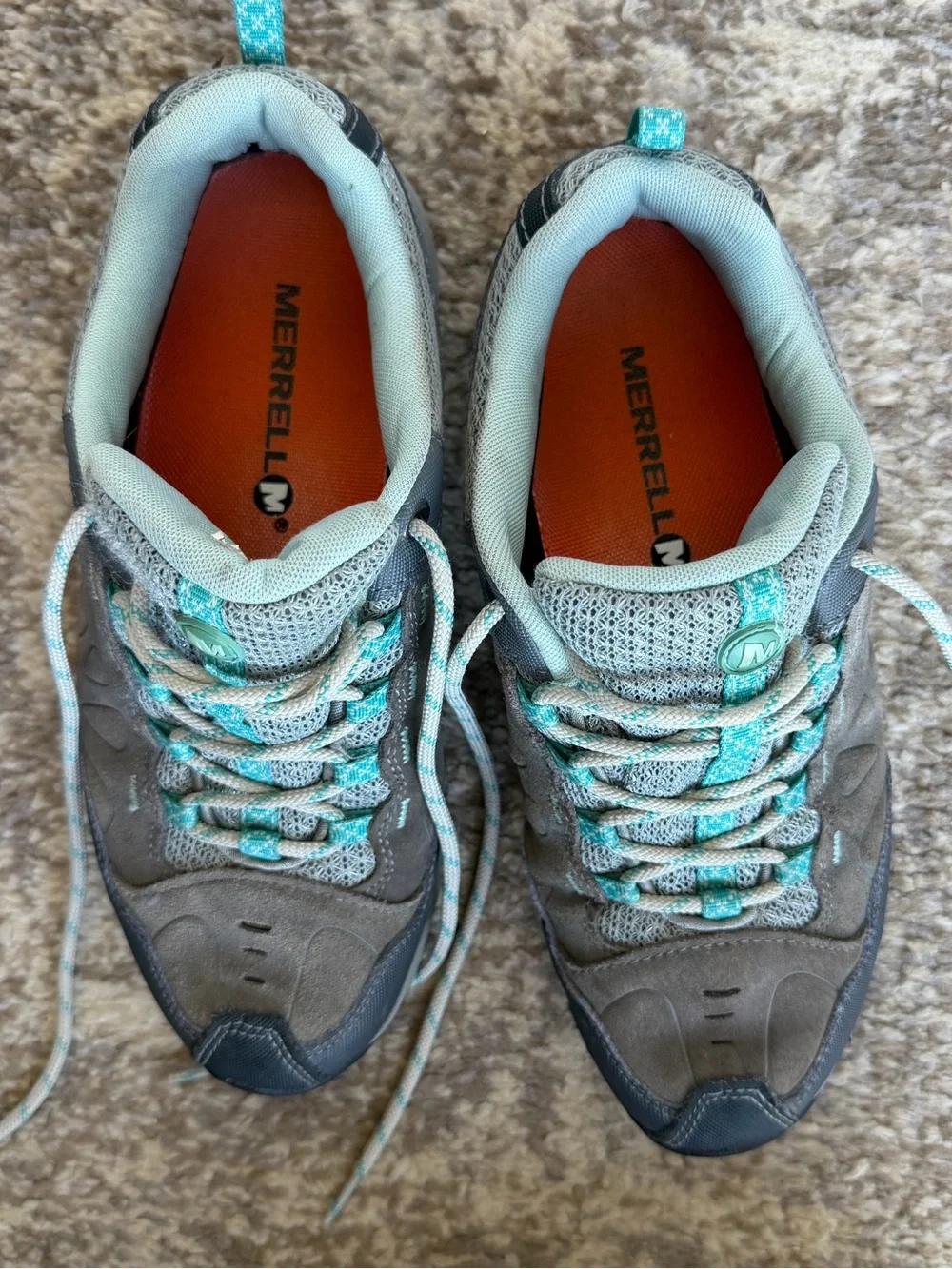 Merrell Gray and Teal Women's Trail Athletic Shoes